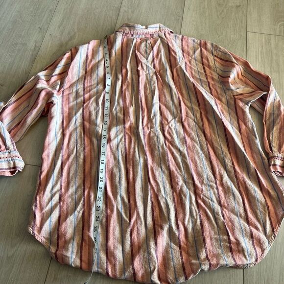 Anthropologie Maeve Lida Button Down Stripe Linen Top Pink size 1X - Picture 3 of 10